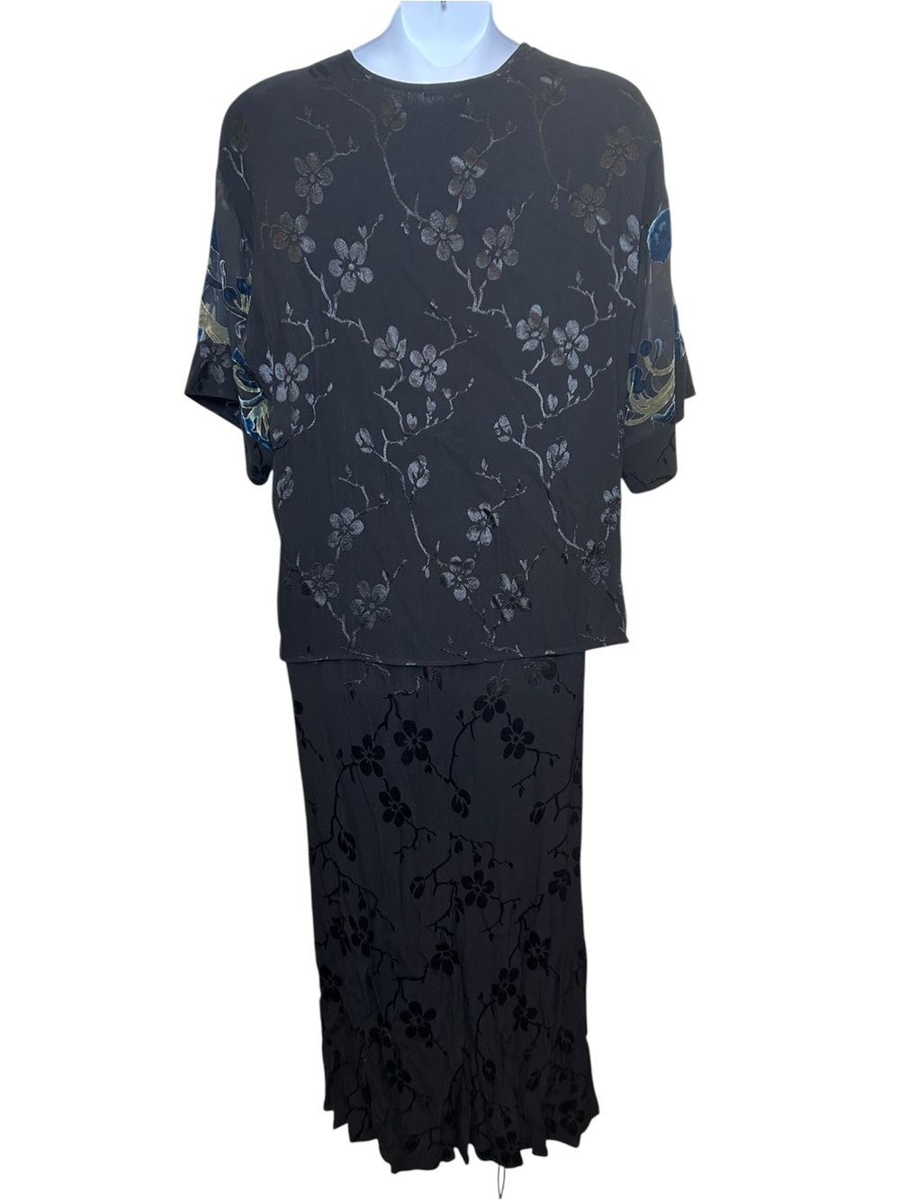 Spencer Alexis vintage 2 piece kimono maxi dress set size 12 Asian Whimsigoth - Picture 3 of 11